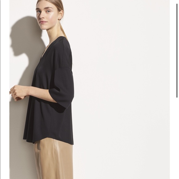 Vince Silk TALL-Friendly V-Neck Popover Top - Picture 2 of 7